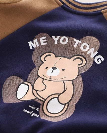 Conjunto deportivo bebé 3 piezas (chaqueta, camiseta interior de algodón y pantalón) con osito | chándal bebé, ropa bebé niño en España