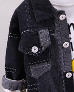 Conjunto vaquero de 3 piezas: chaqueta, camiseta y pantalón  ropa infantil , Ideal para primavera y para clima otoñal ,perfecto para los niños en España