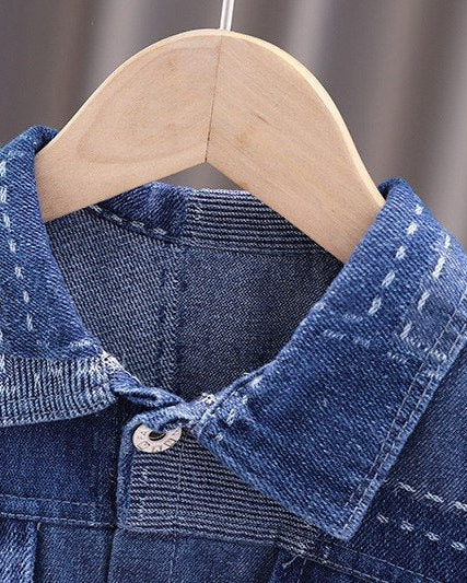 Conjunto vaquero de 3 piezas: chaqueta, camiseta y pantalón  ropa infantil , Ideal para primavera y para clima otoñal ,perfecto para los niños en España