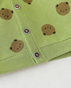 Conjunto bebé 3 piezas con cárdigan de oso y pantalón vaquero