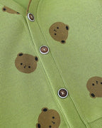 Conjunto bebé 3 piezas con cárdigan de oso y pantalón vaquero