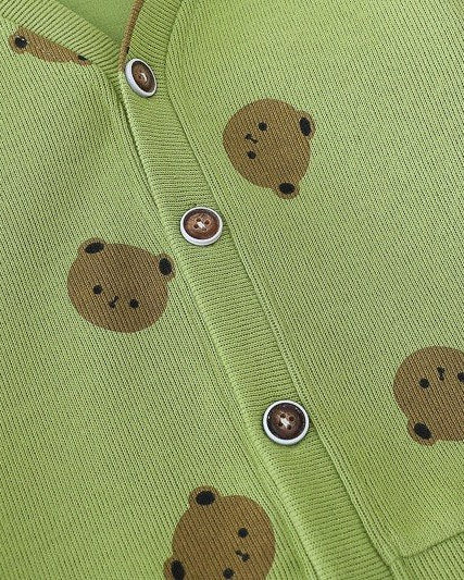 Conjunto bebé 3 piezas ropa bebé con cárdigan de oso y pantalón vaquero , Ideal para primavera y para clima otoñal en España
