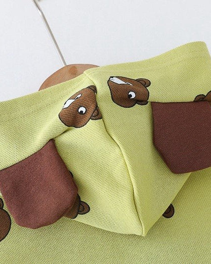Conjunto bebé 3 piezas con capucha y pantalón vaquero de ositos