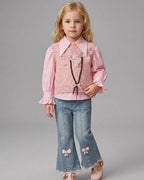 Conjunto Niña Chaleco Lana 3 Piezas Volantes
