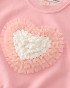 Conjunto Infantil para Niña con Corazón 3D y Pantalón Vaquero Cómodo y Elegante