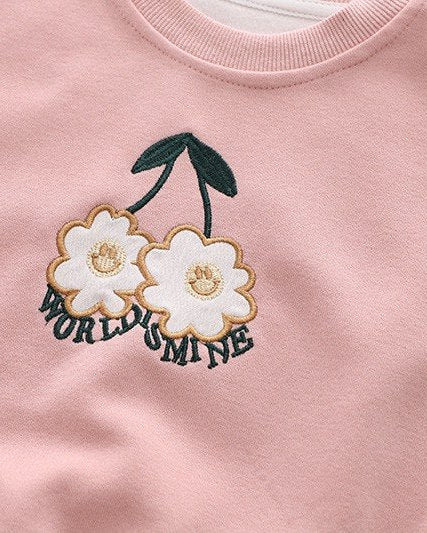Conjunto Infantil para Niña con Sudadera Bordada y Pantalón Vaquero Moda Cómoda y Elegante