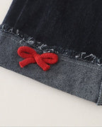 Conjunto Elegante de 3 Piezas para Niña  Chaleco de Punto, Blusa y Pantalón Vaquero