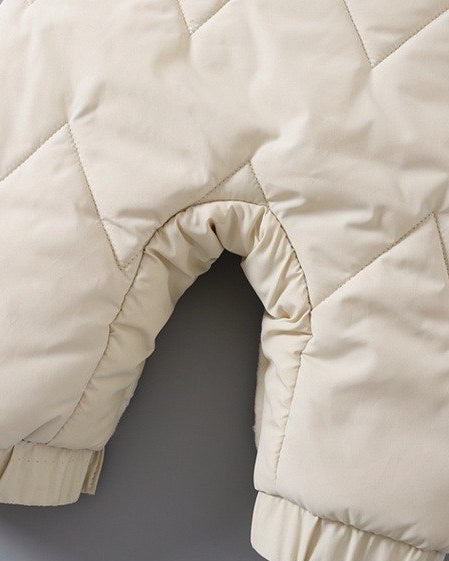 Mono Acolchado de Invierno para Bebé con Capucha de Osito Suave, Cálido y Cómodo
