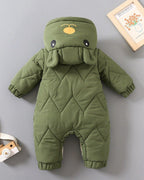 Mono Acolchado de Invierno para Bebé con Capucha de Osito Suave, Cálido y Cómodo