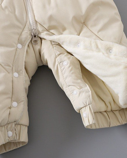 Mono Acolchado de Invierno para Bebé con Capucha de Osito Suave, Cálido y Cómodo