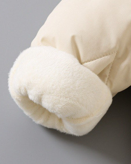 Mono Acolchado de Invierno para Bebé con Capucha de Osito Suave, Cálido y Cómodo