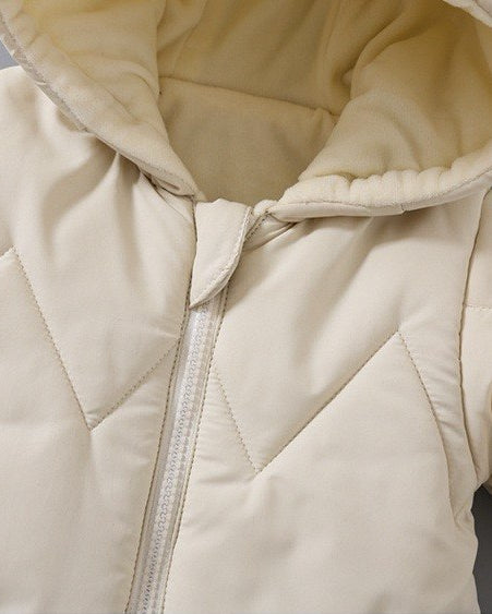 Mono Acolchado de Invierno para Bebé con Capucha de Osito Suave, Cálido y Cómodo