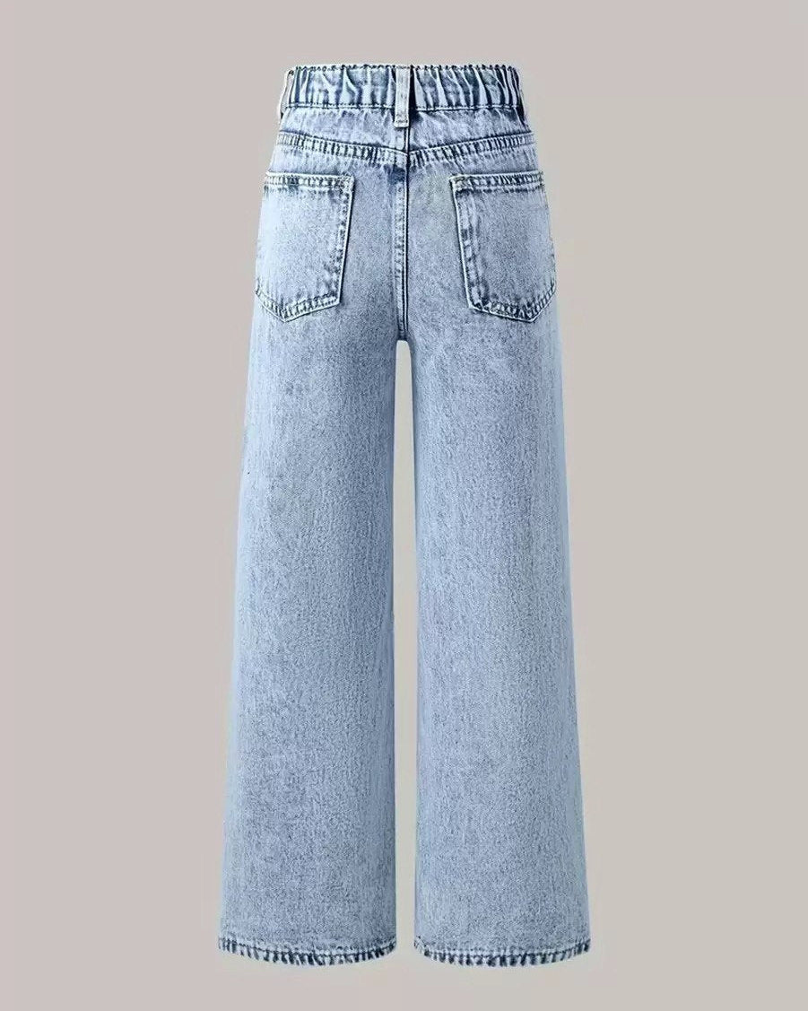 Jeans Wide Leg para Niña con Estampados Fashion