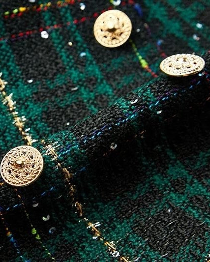 Conjunto Elegante de Tweed Verde para Niñas