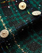 Conjunto Elegante de Tweed Verde para Niñas