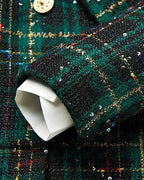Conjunto Elegante de Tweed Verde para Niñas