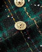 Conjunto Elegante de Tweed Verde para Niñas