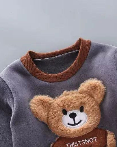 Conjunto niño invierno 3 piezas ropa infantil con osito bordado y chaleco con capucha , Ideal para clima otoñal en España