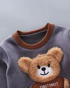 Conjunto niño invierno 3 piezas ropa infantil con osito bordado y chaleco con capucha , Ideal para clima otoñal en España