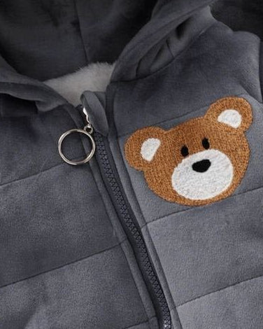 Conjunto niño invierno 3 piezas ropa infantil con osito bordado y chaleco con capucha , Ideal para clima otoñal en España
