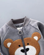 Conjunto niño invierno 3 piezas ropa infantil con osito bordado y chaleco con capucha , Ideal para clima otoñal en España
