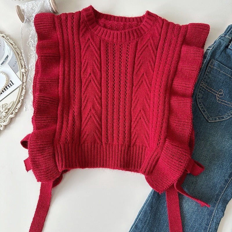 Conjunto cálido de 3 piezas para niñas con cuello ancho y chaqueta de felpa