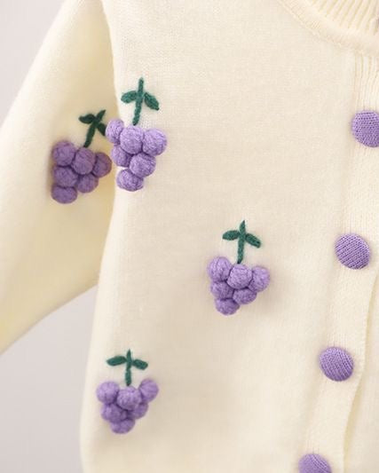 Conjunto niña invierno felpa con bordado de frutas 3D chaqueta y falda en España