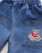 Conjunto niño 2 piezas sudadera y pantalón vaquero con estampado de oso estilo casual otoño , ropa infantil, Ideal para primavera y  verano en España