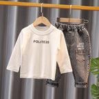 Conjunto de 3 Piezas con Camisa de Cuadros y Vaqueros